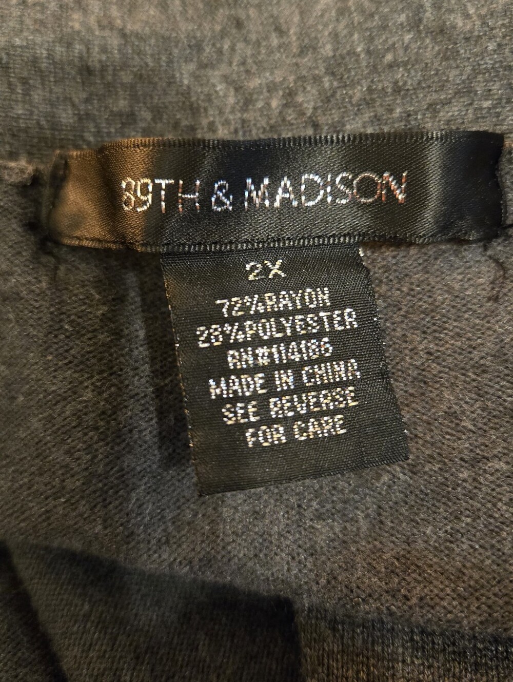 89th & Madison Open Front Longline Cardigan Sweater - Dark Heather Gray plus 2X - Picture 7 of 11